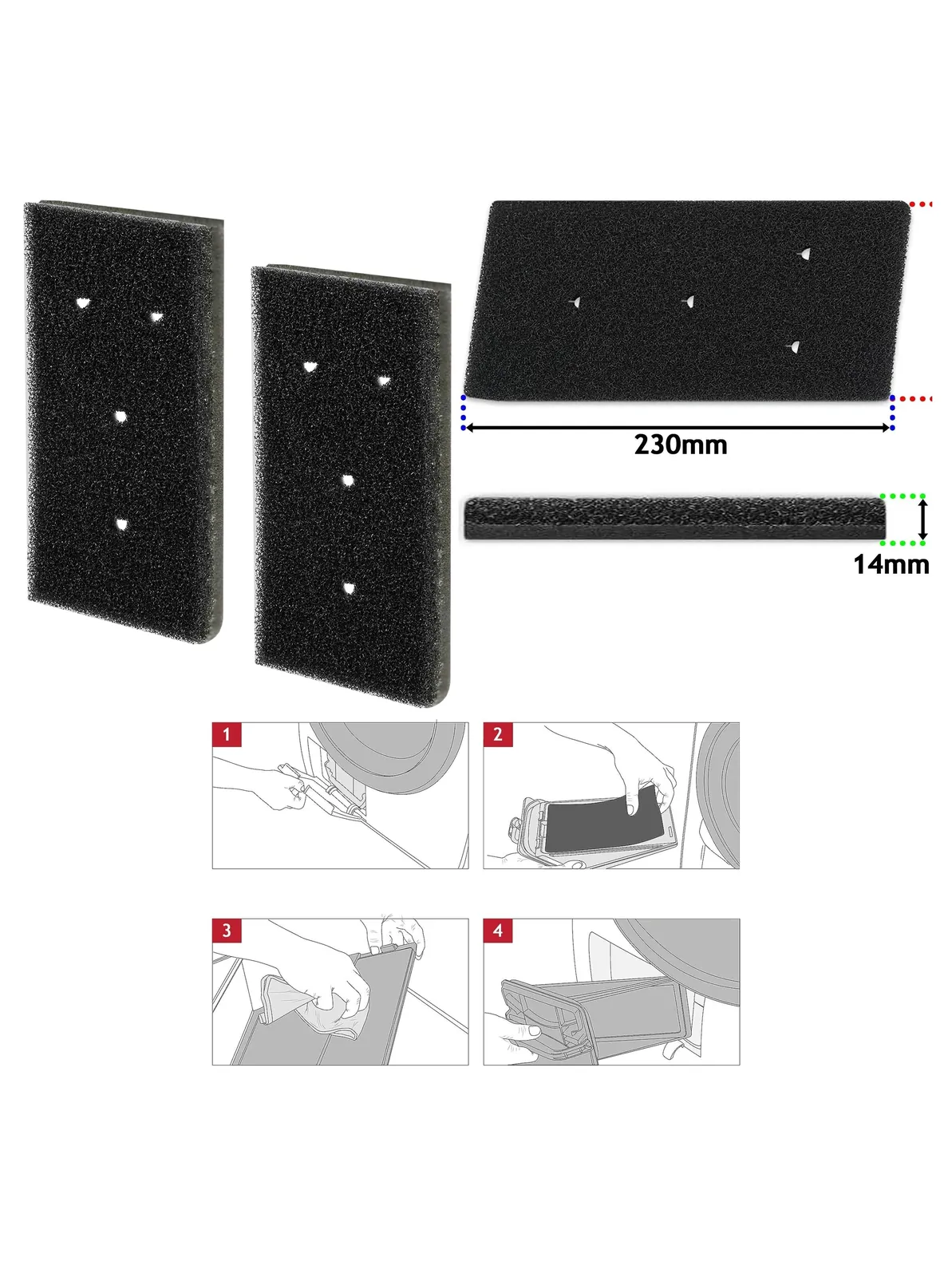Heat Pump Dryer Foam Filter – 2 Sponge Pads for Whirlpool & Bauknecht