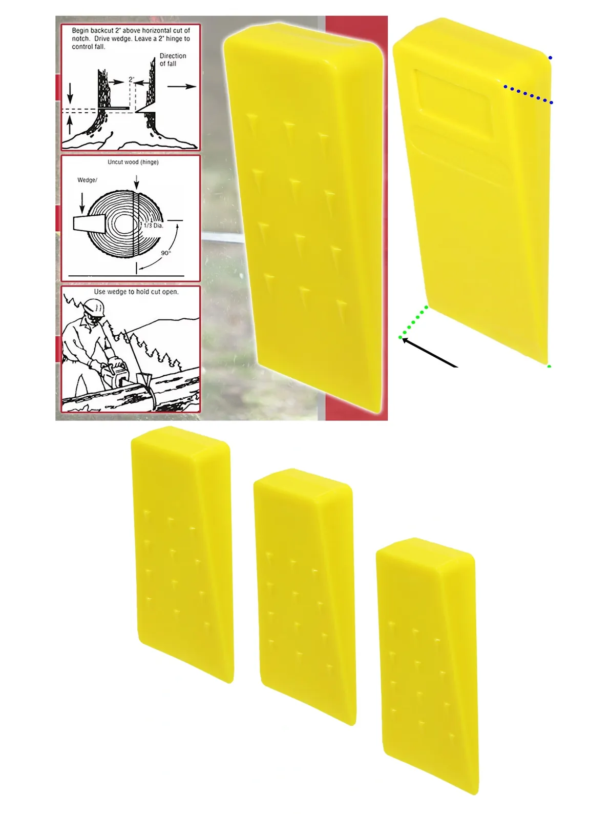 Heavy Duty 5.5" Tree Felling Wedge – Pack of 3 Log Split Blocks