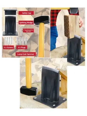 Heavy‑Duty Log Splitting Kit – Mallet, Wood Chisel & Wedge for Kindling