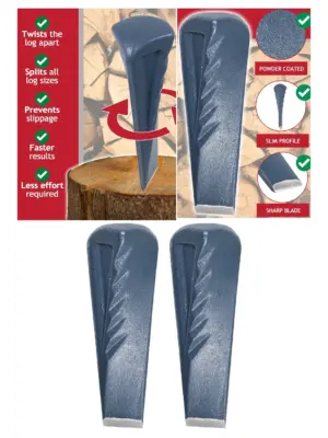 Heavy Duty Steel Log Splitter Wedge 2.5kg Wood Chisel Pack of 2