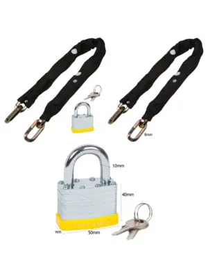 Heavy Duty Steel Security Chain with Nylon Cover & Padlock – 8mm x 3ft