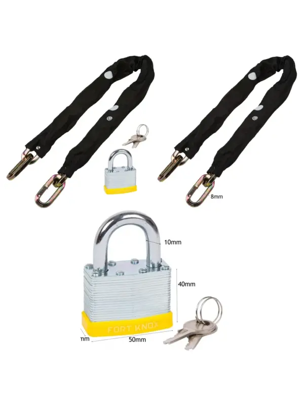 Heavy Duty Steel Security Chain with Nylon Cover & Padlock – 8mm x 3ft