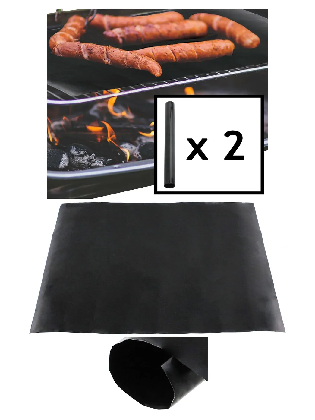 Heavy-Duty Teflon BBQ Grill Mat – Non‑Stick Liner 40×50 cm