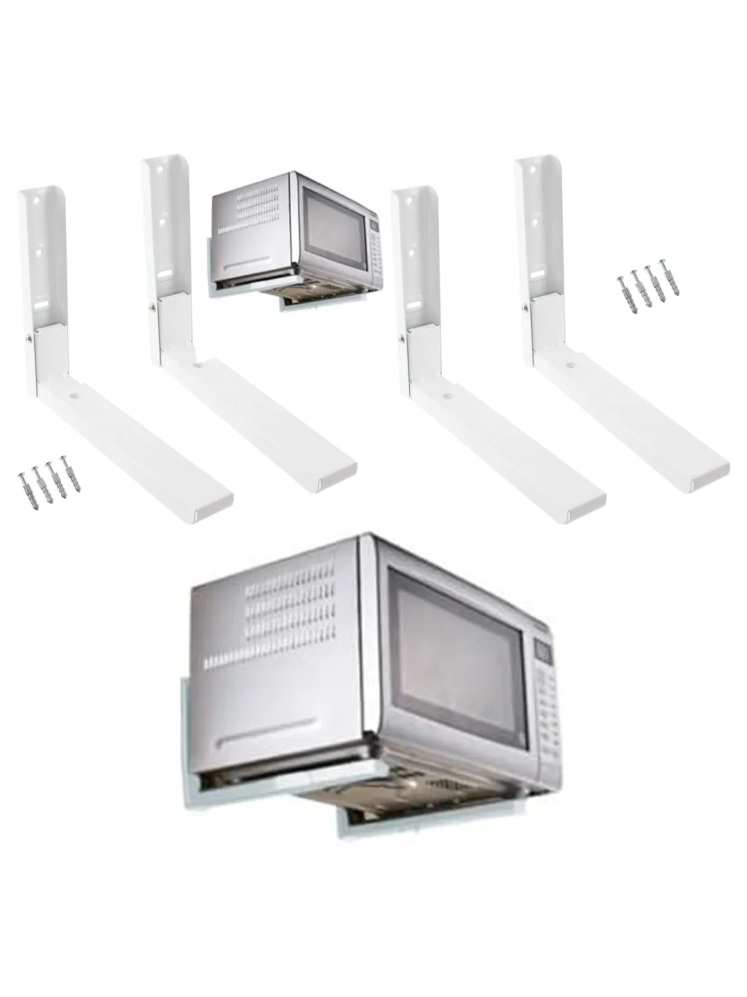 Heavy-Duty White Extendable Microwave Wall Mount Bracket - Universal