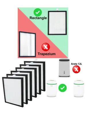 HEPA Filters Pack of 6 for MEACO 12L Low Energy Platinum Dehumidifier