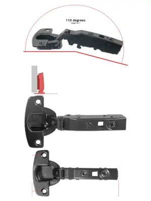 HETTICH Sensys 110 Non‑Self‑Closing Hinge 52mm Black + 5mm Plate
