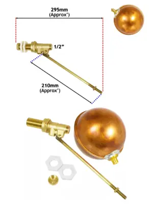 High-Pressure 1/2" Side-Entry Toilet Float Valve with Copper Ball Kit