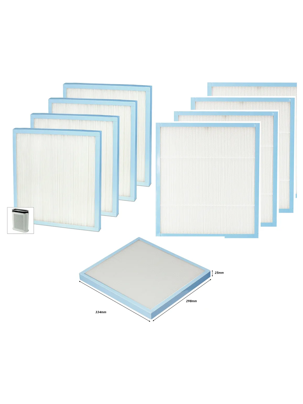 Homedics AR-20 Air Purifier HEPA Filter – Blue, Pack of 4
