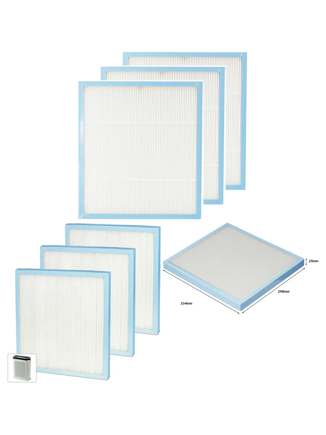Homedics AR-20 HEPA Replacement Filter – Blue, Pack of 3