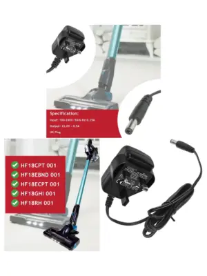 Hoover 22V UK Plug Charger Cable – Fits HF18CPT, EBND, ECPT, GHI
