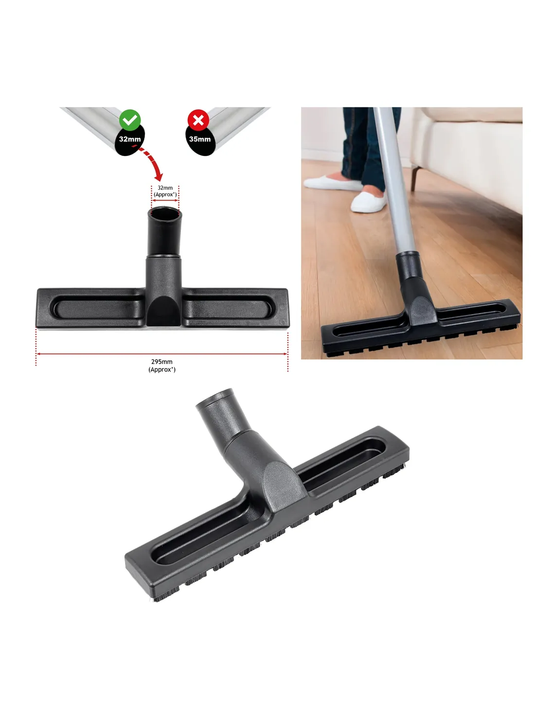 Hoover 32mm Slim Hard Floor Brush Vacuum Accessory