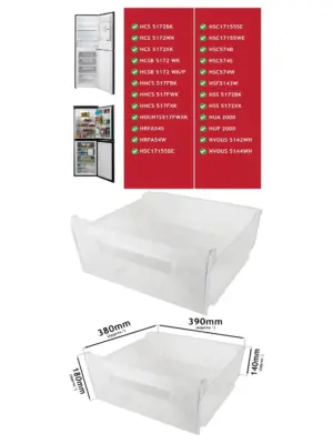 Hoover Freezer Upper Middle Drawer Basket 390x380x180mm Part 49038175