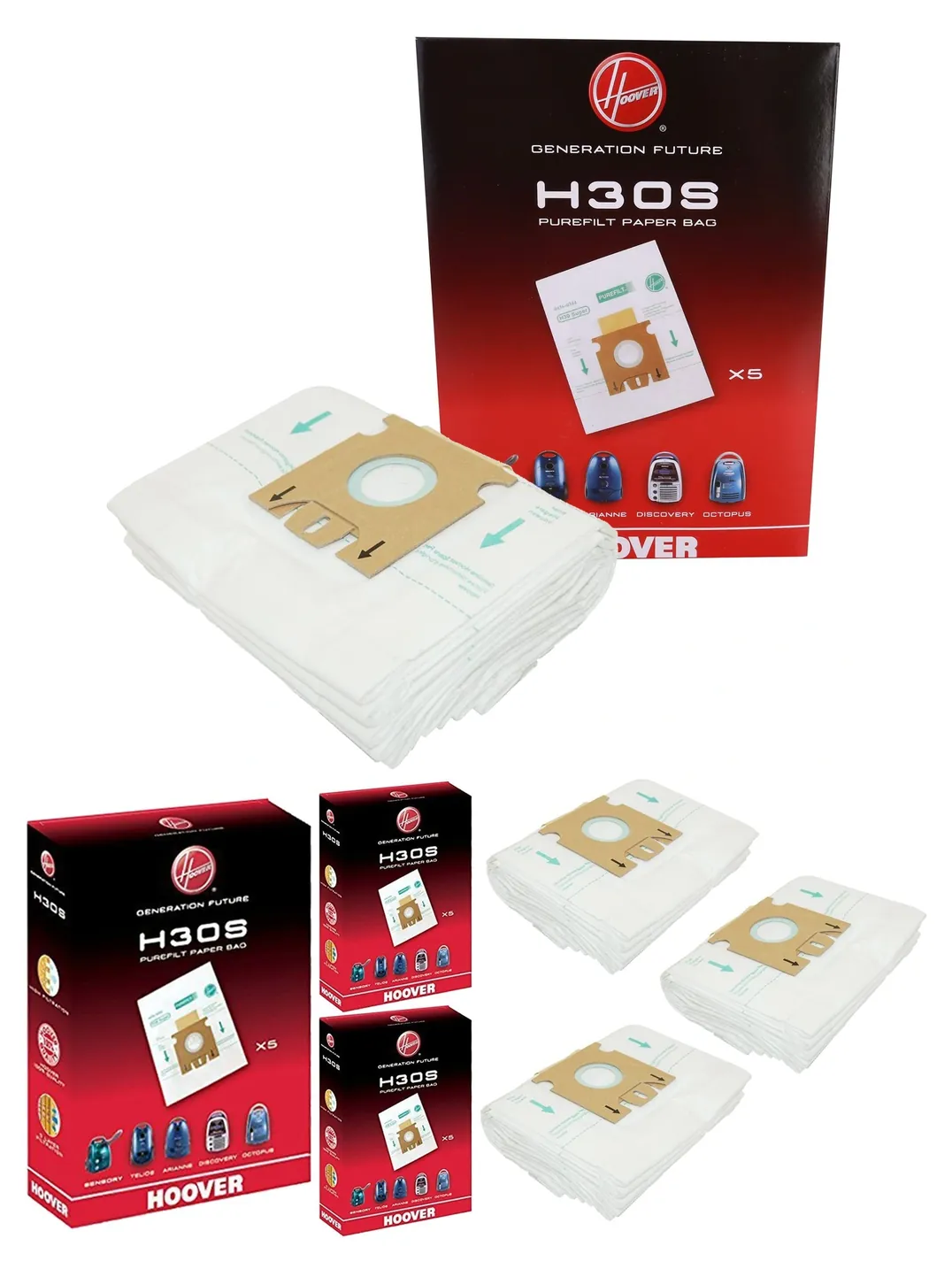 Hoover H30S Vacuum Dust Bag Genuine Octopus Pack of 3 09178278