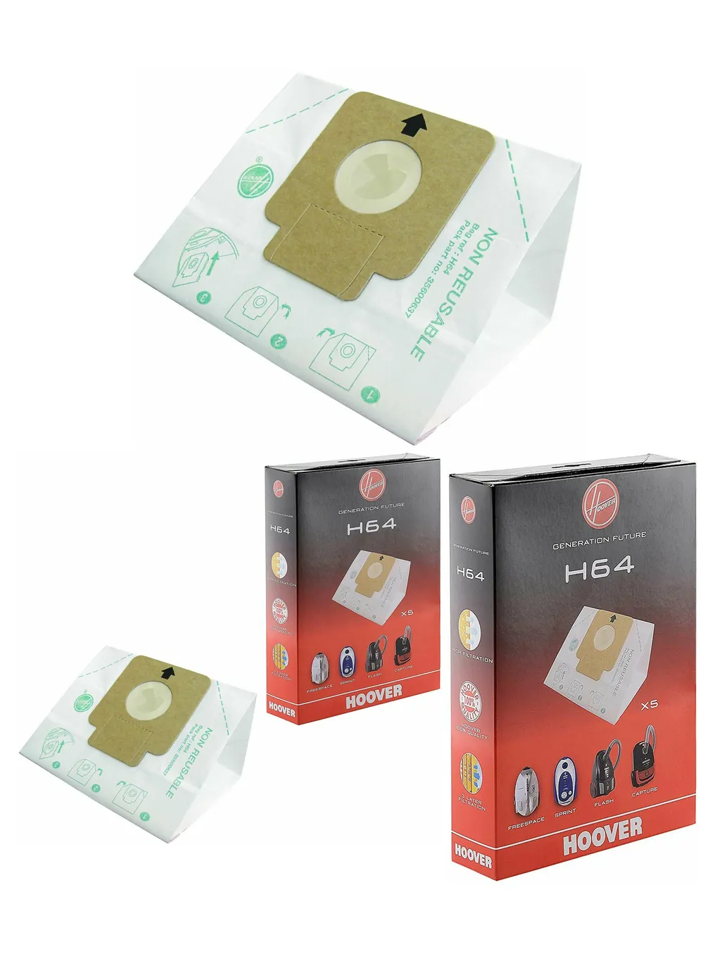 Hoover H64 Bagged Vacuum Cleaner with Paper Dust Bags