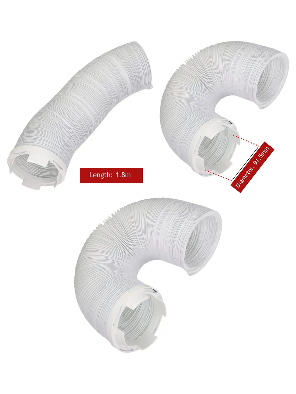 Hoover & Kelvinator 1.8m Dryer Vent Hose Kit – 91.5mm Pipe
