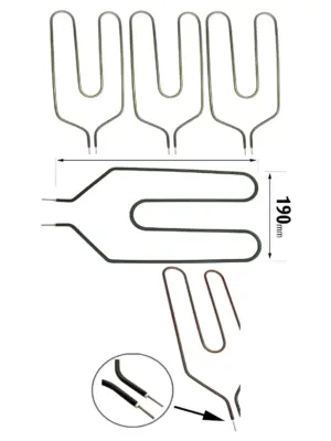 Hotpoint 850W Night Storage Heater Element – Crank Neck, 2‑Pin