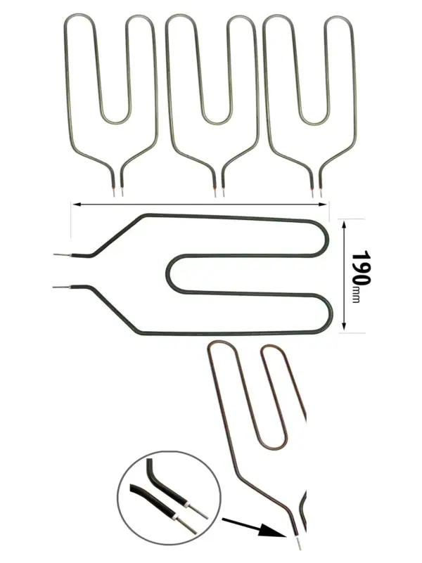 Hotpoint 850W Night Storage Heater Element – Crank Neck, 2‑Pin