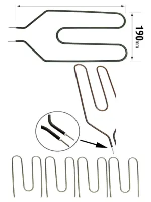 Hotpoint 850W Night Storage Heater Element, Crank Neck, 2‑Pin