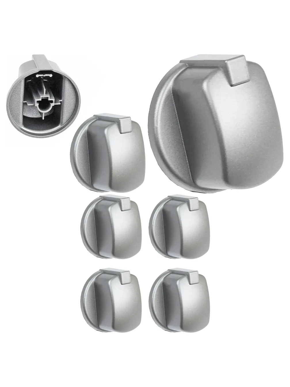 Hotpoint CIM53KCAIXGB Oven Knob Set – 4 Silver/Inox Replacements