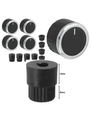 Hotpoint Oven Control Knob Set – Black Dial & Adapters, 4 pcs