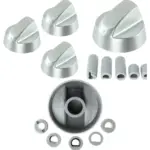 Hotpoint Oven Control Knob Set – Silver Dial & Adaptor, 3 Pack