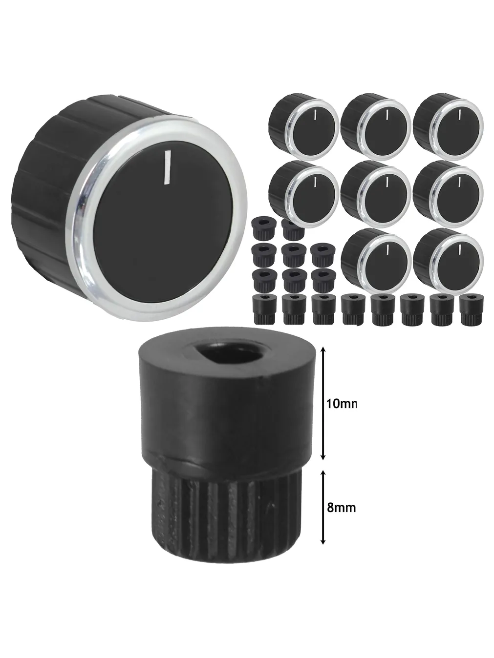 Hotpoint Oven Control Knob Set with Adapters Black Pack of 8