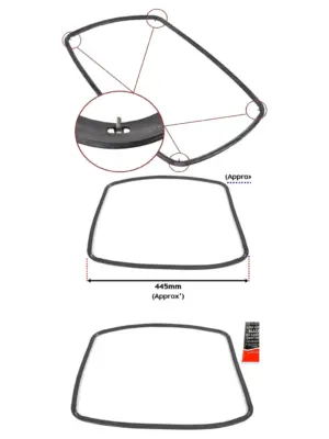 Hotpoint Oven Door Gasket Kit – Rubber Seal, Clips & Glue 445x350mm