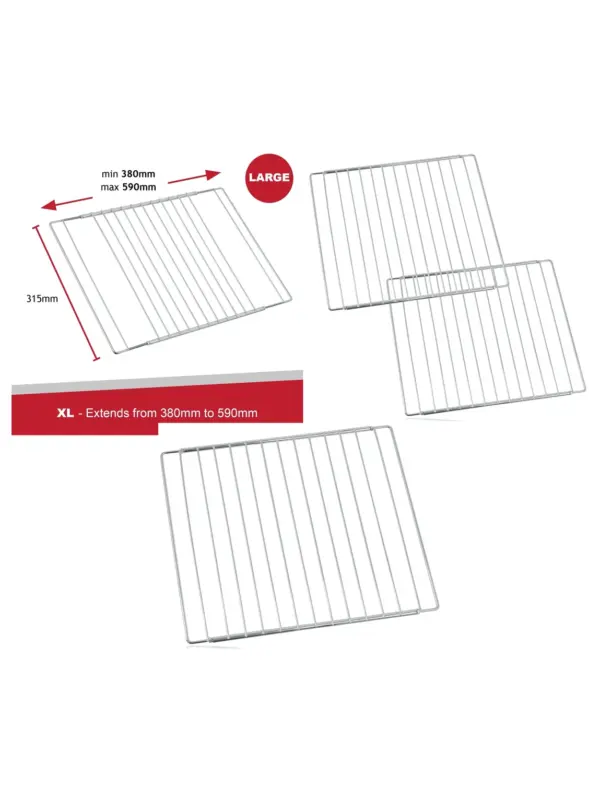 Hotpoint Oven Shelf 590mm Extendable No-Gap Lock Grill 2 Pack