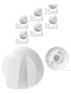 Hotpoint White Oven Control Knob Replacement Set with Adapters – 6 pcs