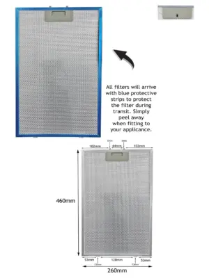 Howdens Lamona LAM2501 Metal Mesh Hood Filter – 460×260 mm