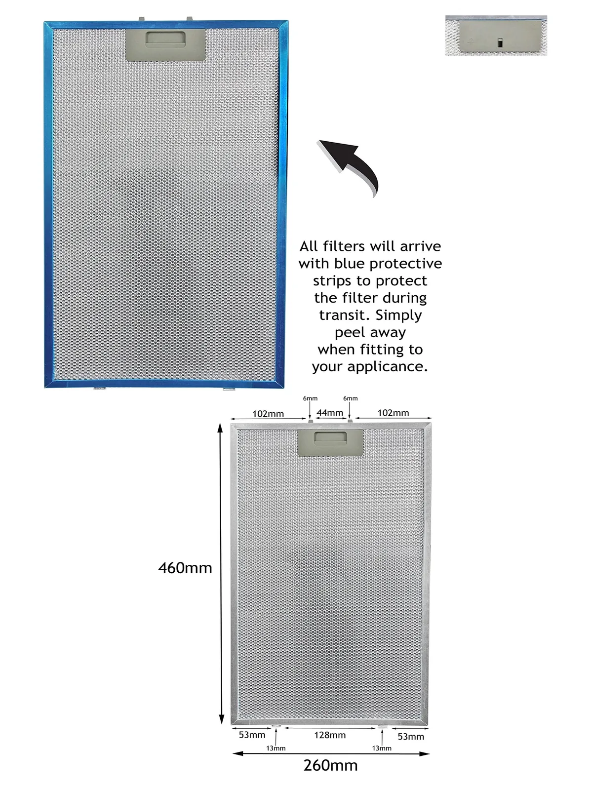 Howdens Lamona LAM2501 Metal Mesh Hood Filter – 460×260 mm