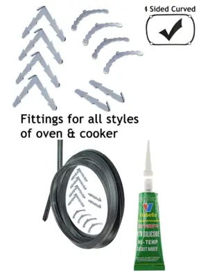 HOWDENS Lamona Oven Door Seal 3 m Silicone Glue Cut‑to‑Size Clips