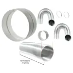HVAC Ducting Kit - Two 5m x 3m Flexible Vent Hoses, Connector & Clips