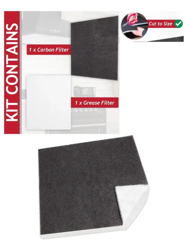 Hygena Hood Carbon Foam Grease Filter Kit 57x47 cm Cut to Size