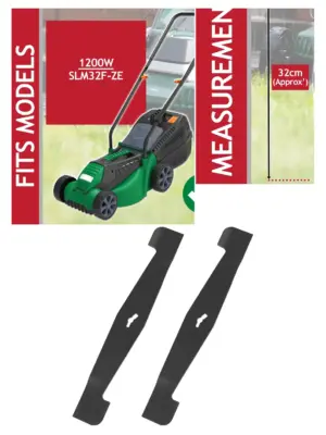 Hyper Tough 32cm Powder Coated Steel Lawn Mower Blade Pack of 2