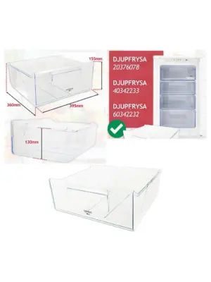 IKEA DJUPFRYSA Fridge Freezer Drawer Storage Box – Top Middle Container