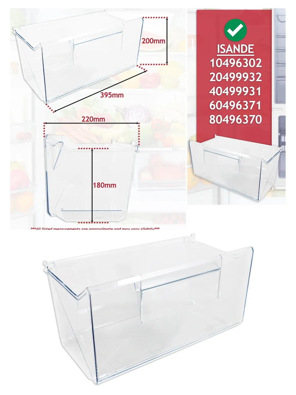 IKEA Isande Bottom Drawer Shelf Box for Fridge Freezer Storage