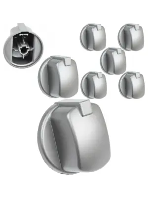 Indesit FIM Oven Control Knob Set – 5 Silver/Inox Buttons