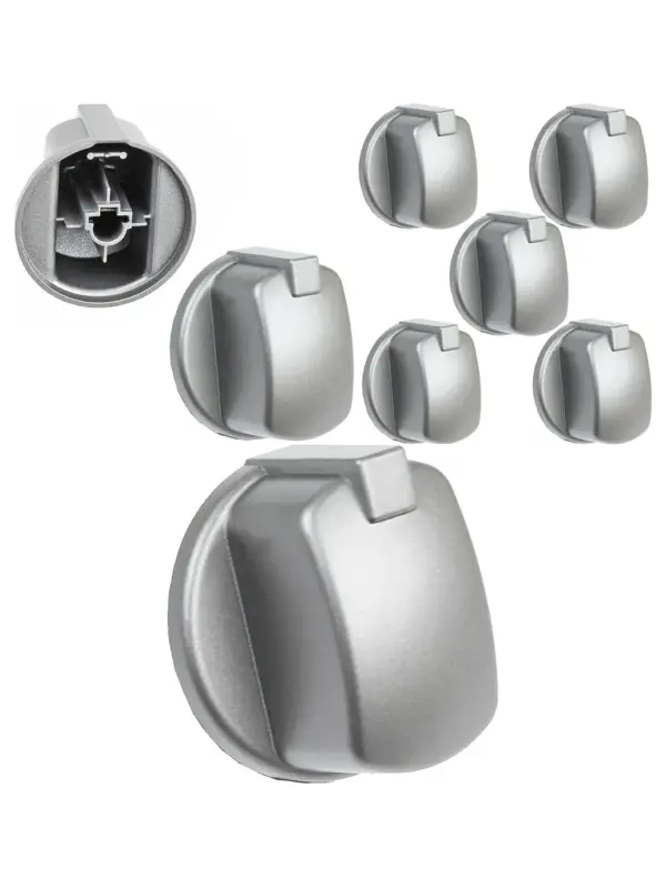 Indesit FIM Oven Control Knob Set – 5 Silver/Inox Buttons