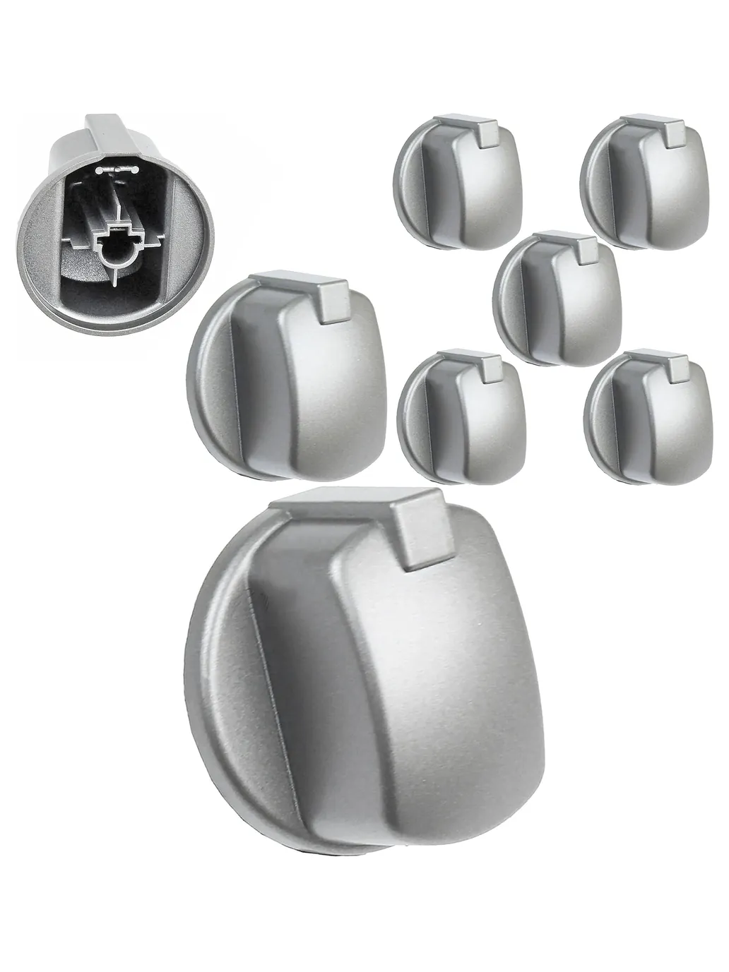 Indesit FIM Oven Control Knob Set – 5 Silver/Inox Buttons