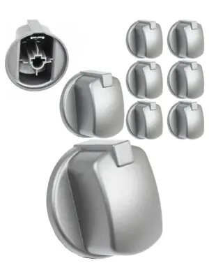 Indesit FIM Oven Control Knob – Silver/Inox Replacement, 6‑Pack