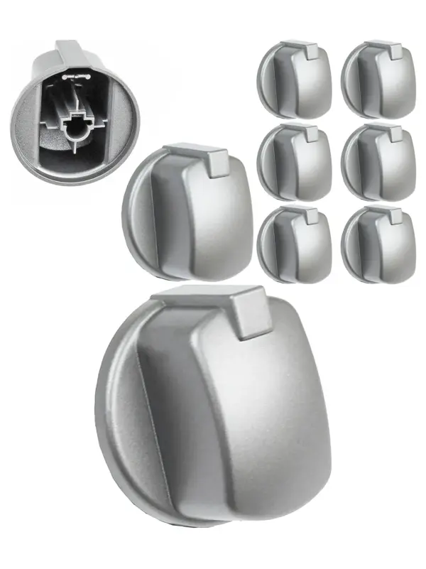 Indesit FIM Oven Control Knob – Silver/Inox Replacement, 6‑Pack