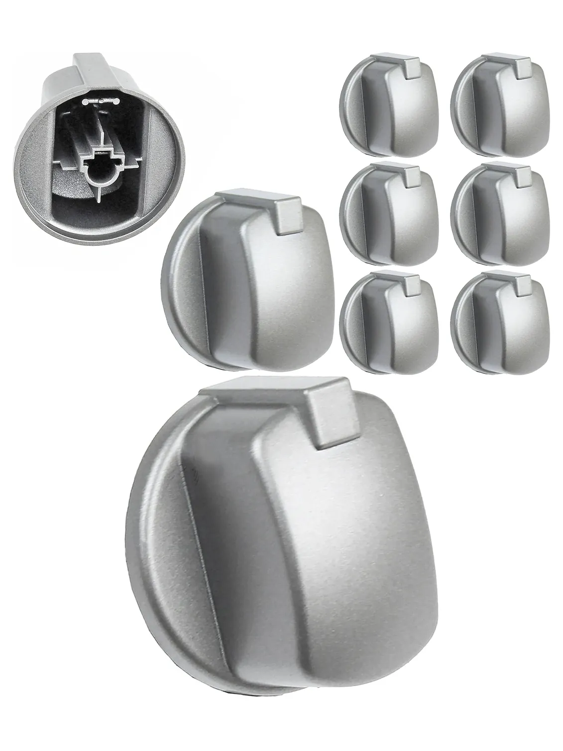 Indesit FIM Oven Control Knob – Silver/Inox Replacement, 6‑Pack