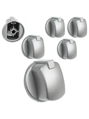 Indesit FIM Oven Replacement Control Knob Set – 3 Silver/Inox Buttons
