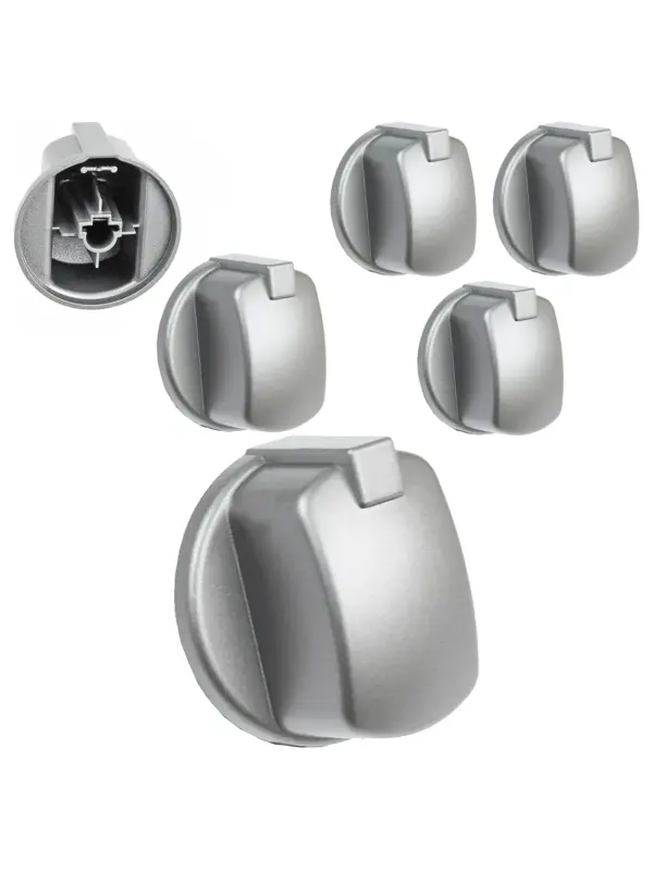 Indesit FIM Oven Replacement Control Knob Set – 3 Silver/Inox Buttons