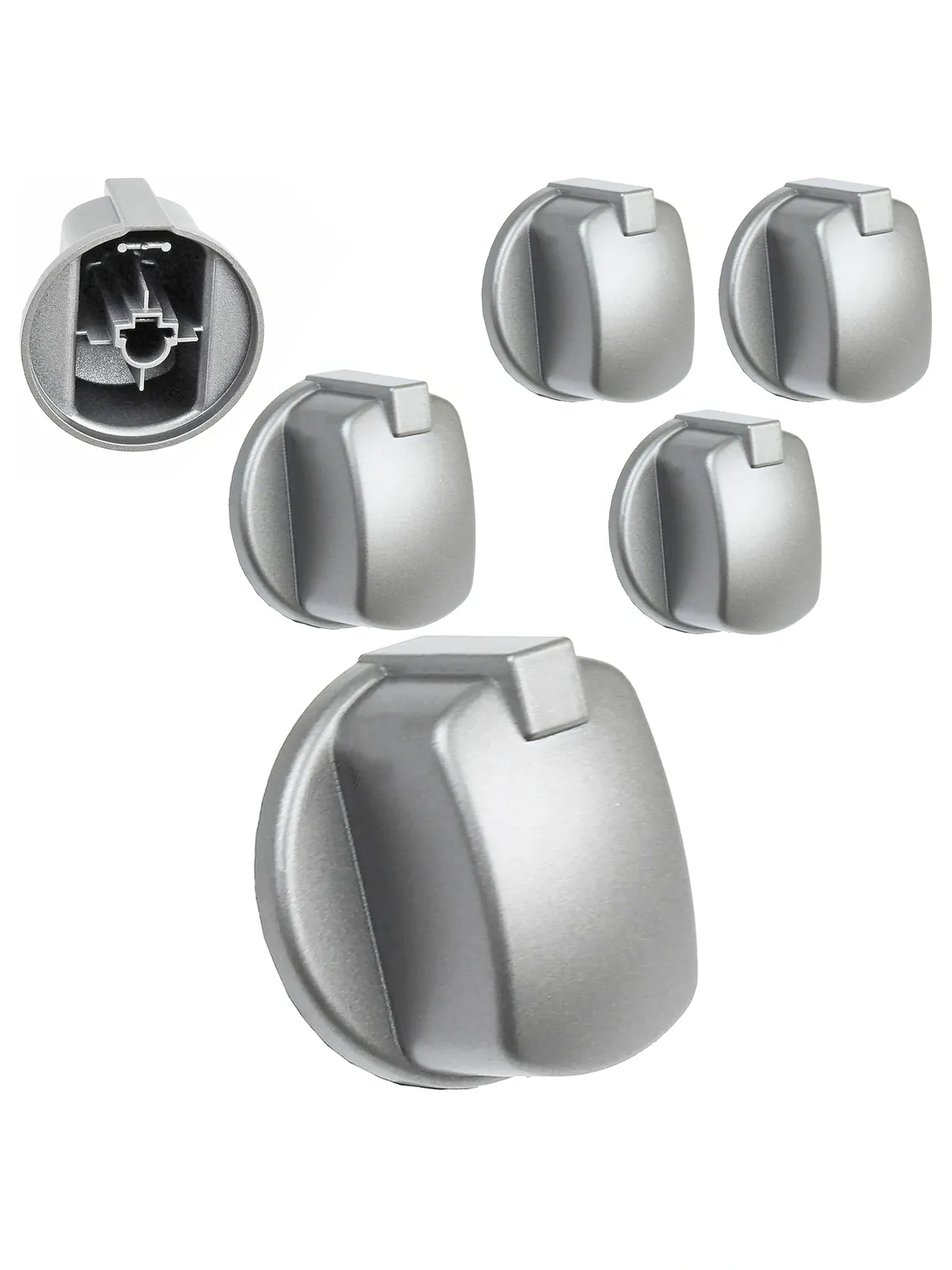 Indesit FIM Oven Replacement Control Knob Set – 3 Silver/Inox Buttons