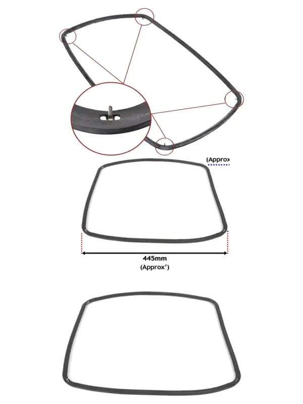 Indesit Oven Door Gasket – Rubber Seal with Corner Clips 445x350mm