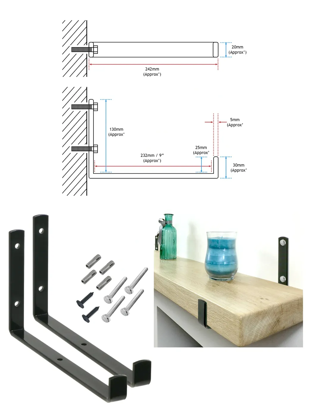 Industrial Rustic Steel Shelf Brackets Handmade Vintage Scaffold
