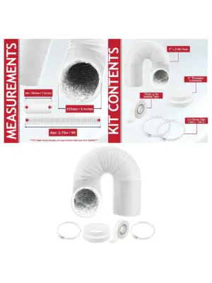 Insulated HVAC Vent Hose Kit - PVC/Aluminum Foil Duct Pipe, 5x2.5m