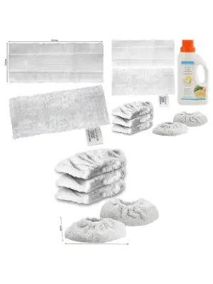Karcher Easyfix Steam Cleaner 2 Floor Pads, 5 Covers + 500ml Detergent
